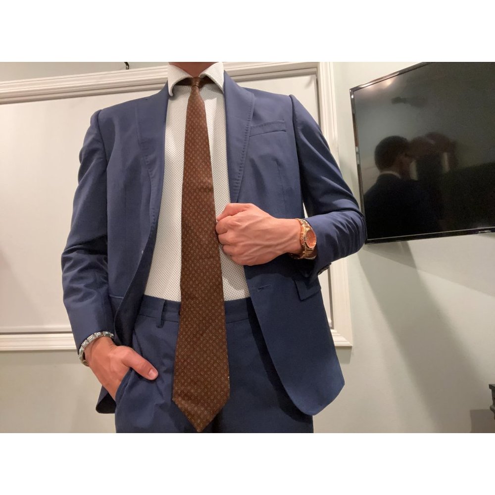 Ermenegildo Zegna Red/Brownish Silk Geometric Men's Tie